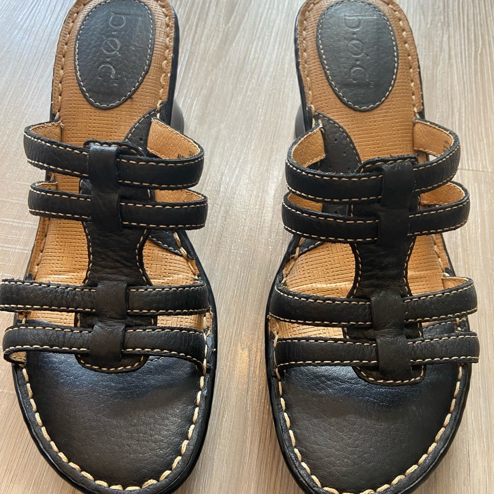 boc size 10 black wedge sandals
